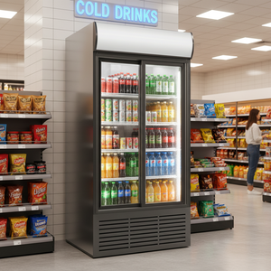 Refrigerador Comercial Vertical Klimasan S1000 de 948 L con 2 Puertas Corredizas, Enfriamiento por Aire, Descongelación Automática y Certificación CE para Exhibición de Bebidas - Product Image 3