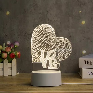 Lampe de chevet LED créative 3D en forme de dessin animé, alimentée par piles, en acrylique, décoration de chambre à coucher, ambiance festive, <span class=keywords><strong>anniversaire</strong></span> - Product Image 2