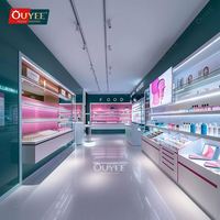 Étagères personnalisables en verre et bois pour présentoirs de cosmétiques, bars à parfums, et magasins de perruques et de produits de beauté – Solution tout-en-un