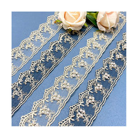 Ruban en dentelle brodée florale LEIXUSI de 4,5 cm avec perles, fil doré pour robe de mariée, accessoires de vêtements Hanfu