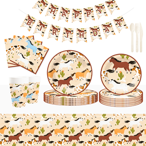 DAMAI - Juego de Vajilla Desechable con Temática de Caballos, Artículos para Fiestas de Cumpleaños para Niños, Platos de Papel con Temática de Caballos - Product Image 2