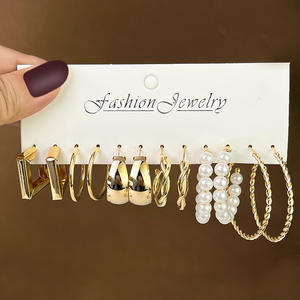 IStapromo regali orecchini in oro Set di orecchini in lega Extra Large orecchini da donna retrò moda gioielli Set regali promozionali - Product Image 2