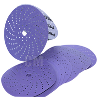Disque de ponçage en céramique violette OEM de 6 pouces à trous multiples, 9 pouces, avec support en film, système auto-agrippant Hookit, papier abrasif 3M737U