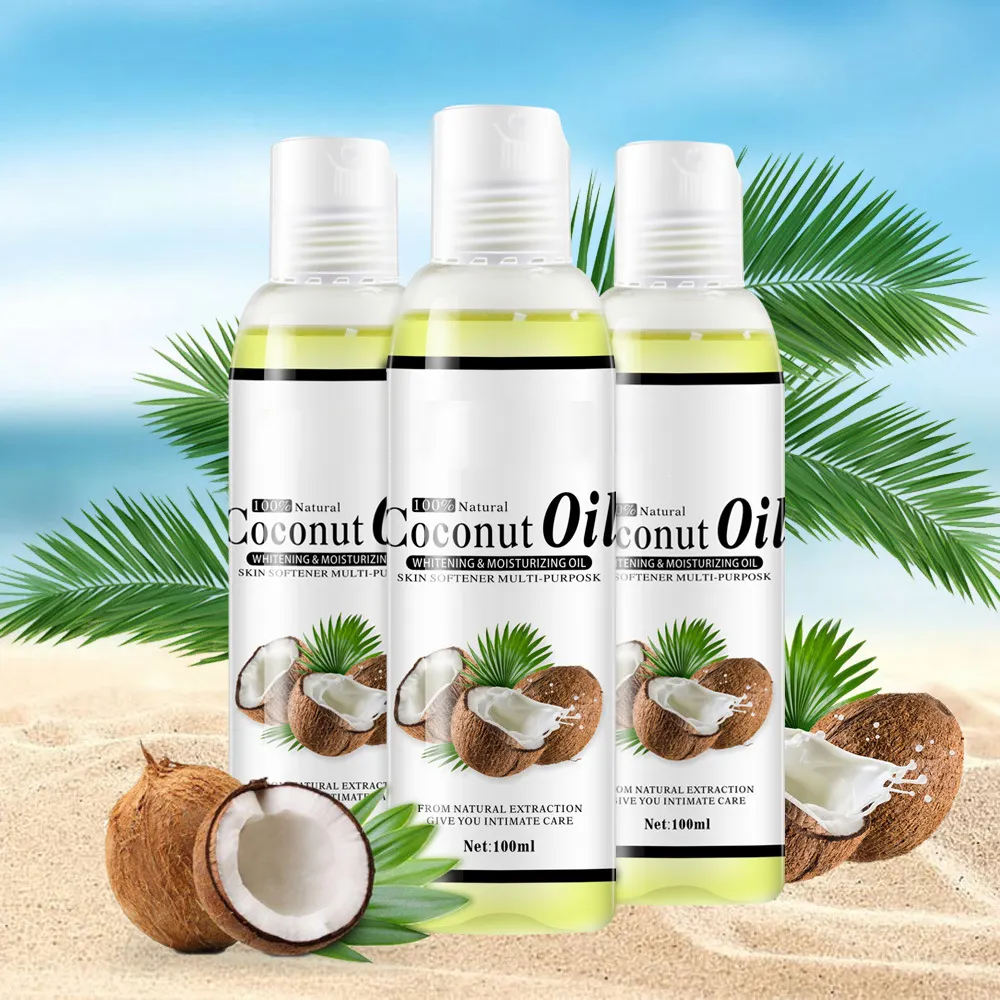 100% puro olio da massaggio al cocco naturale per la cura della pelle olio per il corpo pianta per la cura della pelle olio essenziale