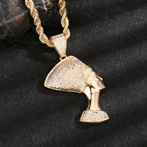 卸売ファッションゴールデン クレオパトラペンダント女王ファラオネックレス メンズ レディース レトロヒップホップジュエリー - Product Image 3