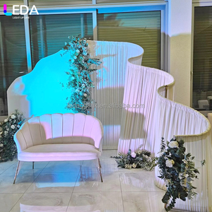 LEDA Custom Wedding Events Decoration <b>White</b> Metal Arch Iron Wavy Curtain <b>Frame</b> for Wedding - Product Image 1