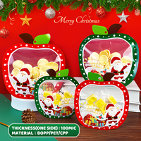 Sachets Doypack de Noël en forme de pochette avec fenêtre, en stock, pour emballage alimentaire, sachets plastiques à fermeture éclair pour snacks, emballage alimentaire ZipLock