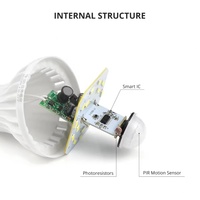 Luz Nocturna LED con Sensor de Movimiento PIR de 5w/7w/9w/12w, Bombilla de Lámpara de Ahorro de Energía Infrarroja Automática de 85V-265V E27 para Iluminación de Pasillos y Escaleras