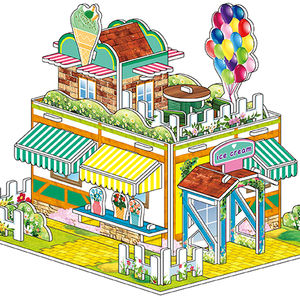 SANQI <span class=keywords><strong>2022</strong></span> nouveaux jouets pour enfants best-seller salle <span class=keywords><strong>de</strong></span> crème glacée puzzle en papier 3d avec des matériaux <span class=keywords><strong>de</strong></span> haute qualité - Product Image 1