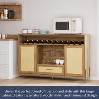Buffet en bois pour vin, armoire de rangement pour spiritueux avec casier à vin intégré, portes doubles pour salle à manger et cuisine