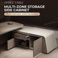 Bureau de direction de luxe au design moderne, bureau de PDG avec prise de courant intégrée, bureau en forme de L pour le patron