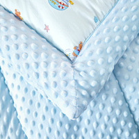 Nouvelle collection 2026 : Ensemble de literie 3 pièces en velours Doudou imprimé bleu, polyester/coton, pour toutes les saisons, motif dessin animé, idéal pour la maison