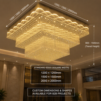 Lustre en cristal de luxe de grande taille, lampe de plafond à étages en forme de vague personnalisée pour hall d'hôtel, salle de banquet, villa
