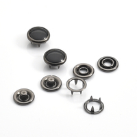 Kancing Tekan Logam Kuningan 12mm Bulat Berlapis Flatback 4-Bagian Mutiara Hitam Model Prong Snap Warna Nikel/Gun Metal # 333