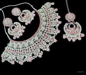 ชุดเครื่องประดับคุณภาพสูงแบบอินเดียดั้งเดิม คุณดันและทองแดง ชุดเครื่องประดับคุณดันชุบเงิน สร้อยคอและต่างหูทองแดง - Product Image 1