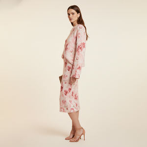 Set Maglione e Gonna Midi da Donna in Lana e Mohair con Motivo Floreale Jacquard, Vestibilità Comoda - Product Image 5