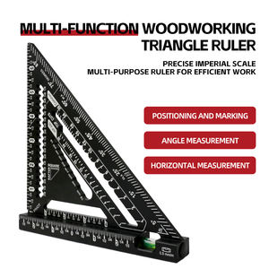 ไม้บรรทัดสามเหลี่ยมงานไม้แบบมัลติฟังก์ชั่น ทำจากอลูมิเนียมอัลลอยด์ พร้อมระดับน้ำ สำหรับการวัด ทำเครื่องหมาย และการตัดที่แม่นยำ - Product Image 1