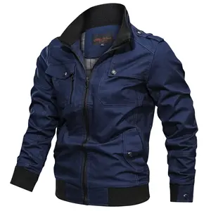 Jacket Men Stand Collar Slim Multi Cargo Tactical Bomber Pockets Zipper Coat Wholesale Best Selling New Design Men's Jackets