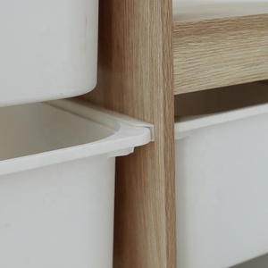 Montessori 6 khoang trẻ em phòng chơi lưu trữ <span class=keywords><strong>Cube</strong></span> bé bằng gỗ Đồ chơi tổ chức tủ với thùng nhựa - Product Image 5