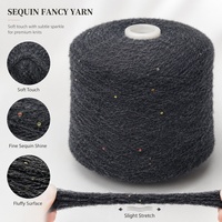 Fil mélangé spandex à paillettes fantaisie métallique très élastique 1/14NM, doux et duveteux, pour bonnets, écharpes et accessoires festifs