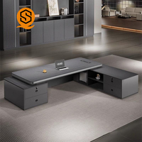 Ensemble de bureau et chaise de direction en forme de L, moderne et luxueux, en MDF, collection de mobilier de bureau haut de gamme