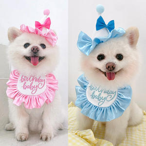 Bavoir et chapeau d'anniversaire pour animaux de compagnie Ensemble de fête pour chiens Accessoires pour chiens Bandanas Plus de styles pour choisir Accessoires d'anniversaire pour chiens - Product Image 1
