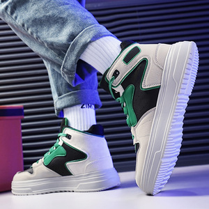 2024 Autumn Men's High <b>Top</b> White Skateboarding Shoes Casual Lace-up Leather High Quality Fashion Trend Soft EVA Insole Mesh - Product Image 6