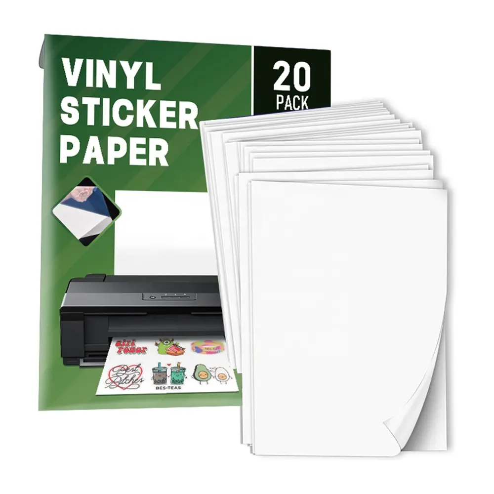 Có thể in rõ ràng tự dính A4 nhãn không thấm nước phun dán giấy đầy đủ tờ trong suốt Vinyl Sticker máy in giấy