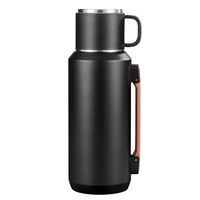 Thermos à double paroi en acier inoxydable 316 de grande capacité pour les sports de plein air pour hommes, avec double couvercle, 12-24 heures