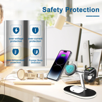 Chargeur Magnétique Sans Fil 5-en-1 15W à Charge Rapide et Forte Adhérence pour iPhone 17/16/15/14, iWatch et AirPods