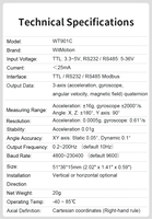 Inclinomètre AHRS à 9 axes de haute précision WitMotion WT901C, accéléromètre + gyroscope + angle + champ magnétique (XYZ), fournit une application PC/Android