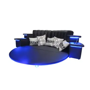 Cbmmart रचनात्मक आधुनिक बेडरूम फर्नीचर दौर चमड़े बेड डिजाइन के साथ गद्दे