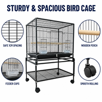 Grande cage à oiseaux en fer extra-large, style villa, à trois niveaux, avec protection anti-évasion, forme carrée, pour perroquets