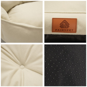 FairyPet Round Pet <b>Bed</b> Beige Polyester Fiber Fill Non-Slip Base For Dog Winter Warmth All Seasons Use - Product Image 2