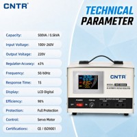 Régulateur de tension automatique servo CNTR SVC-500VA monophasé 220V AC avec écran LCD AVR pour appareils électroménagers et de bureau