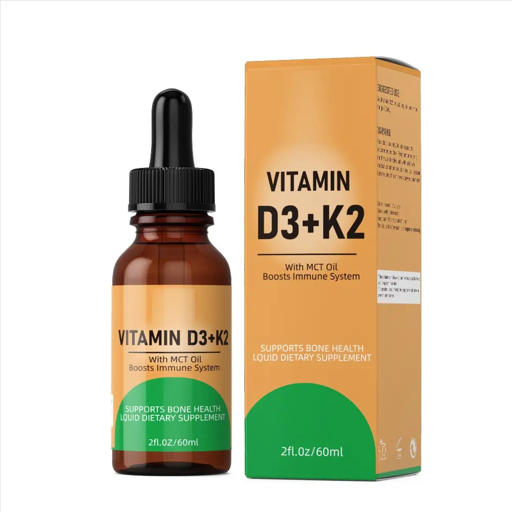 Hot sale Oem Customized K2 D3 Vegan Heart Bone Health Premium Immune Support Vitamin K2 D3 Supplement Drops