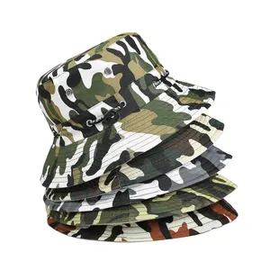 Cappello da pescatore mimetico all'aperto da pescatore con stampa personalizzata in cotone 100% all'ingrosso