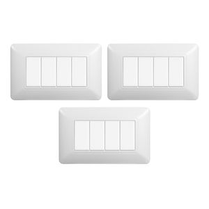 Plaque d'interrupteur mural Gloca 4 voies en plastique blanc, lot de 3, installation facile - Product Image 1