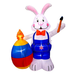 Waterproof Easter Inflatable Decor 6FT Bunny Rabbit with Egg & Hatching Chicks- LED <b>Light</b>-Up Lawn Decor for Home Party - Product Image 1