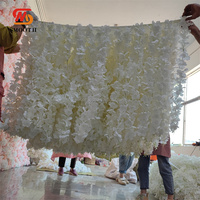 Ventes chaudes Décoration de plafond de mariage suspendue Glycine Hortensia Fleur de soie Fleurs artificielles en rotin Chaîne