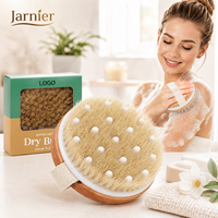 Brosse corporelle ronde en bambou personnalisée Jarnier avec logo, poils naturels, pour le nettoyage du visage, l'exfoliation et le brossage à sec