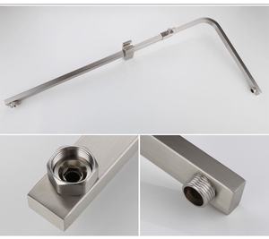 Robinet monocommande ZEPENG en acier inoxydable 304 brossé, douchette carrée murale, barre coulissante portable, douche chaude et froide - Product Image 5