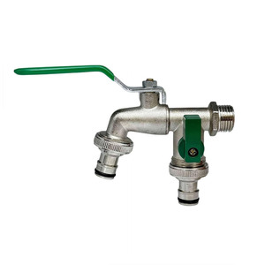 <span class=keywords><strong>Robinet</strong></span> de <span class=keywords><strong>Jardin</strong></span> <span class=keywords><strong>Double</strong></span> Sortie en Laiton GreenRain avec Leviers, <span class=keywords><strong>Robinet</strong></span> d'Irrigation Extérieur pour Machine à Laver, <span class=keywords><strong>Robinet</strong></span> de <span class=keywords><strong>Jardin</strong></span> pour Usage Domestique - Product Image 1