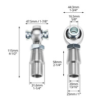 3/4'' Gelenkkopf-Set mit Links- und Rechtsgewinde, 1 1/4'' Chromoly-Gelenkköpfe, 1/2 3/8 5/8 3/4 7/8 1,25 Zoll Gelenklager