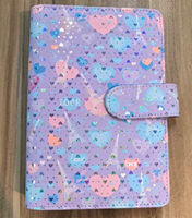 Carnet A6 en cuir PU avec motif cœur, classeur à feuilles mobiles pour budget et économies, portefeuille avec fermeture éclair et enveloppes pour espèces, pour le défi d'épargne