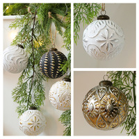 Ensemble de boules de Noël vintage de style américain AYOYO Luxury 8 cm, or, blanc, noir, décorations de Noël, Navidad