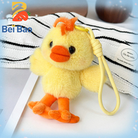 Porte-clés en peluche en coton PP, fabrication usine, motif canard jaune, super doux, personnalisable, vente en gros