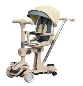 Trottinette multifonctionnelle pour filles, 3 roues, cadre en acier et alliage d'aluminium, siège réglable en hauteur, frein à roue réel pour une utilisation en extérieur - Product Image 2