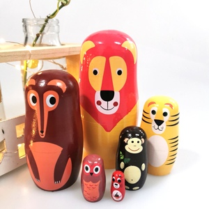 Muñecas rusas anidadas Matryoshka madera apilable anidadas juguetes hechos a mano para Niñas para niños Navidad - Product Image 1