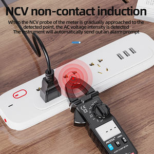 Medidor de abrazadera con interruptor C/F, dispositivo de medición de temperatura con pantalla grande HD de 25mm, capacitancia de resistencia AC DC, NCV, rango automático - Product Image 5